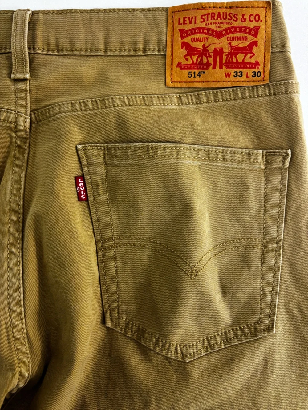 Levi’s 514 Men’s Straight Fit Stretch Jeans W33 L30 Mustard Brown Tan